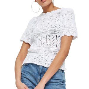 Topshop Stitchy Scallop Hem Knit Top